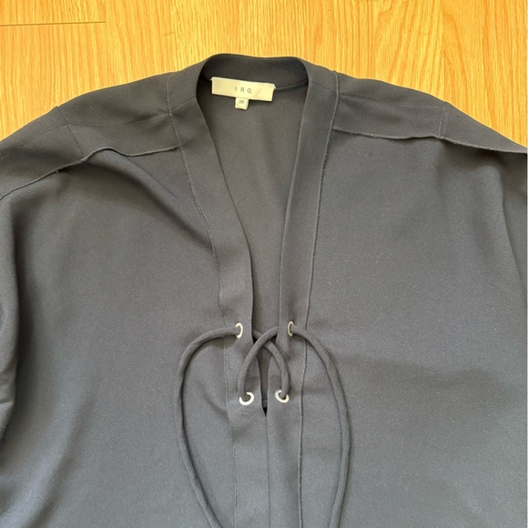 IRO navy Ali's lace-up blouse Sz 36/US 4-6 - Picture 4 of 7